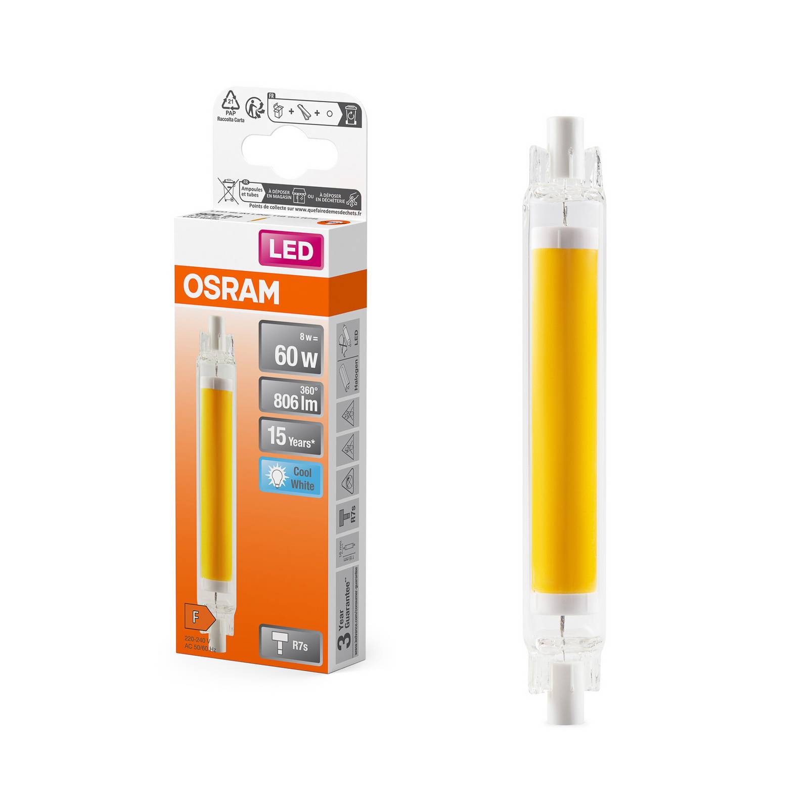 OSRAM LED-Leuchtmittel Stab R7s 117,6 mm 8W 840 Slim Line günstig online kaufen