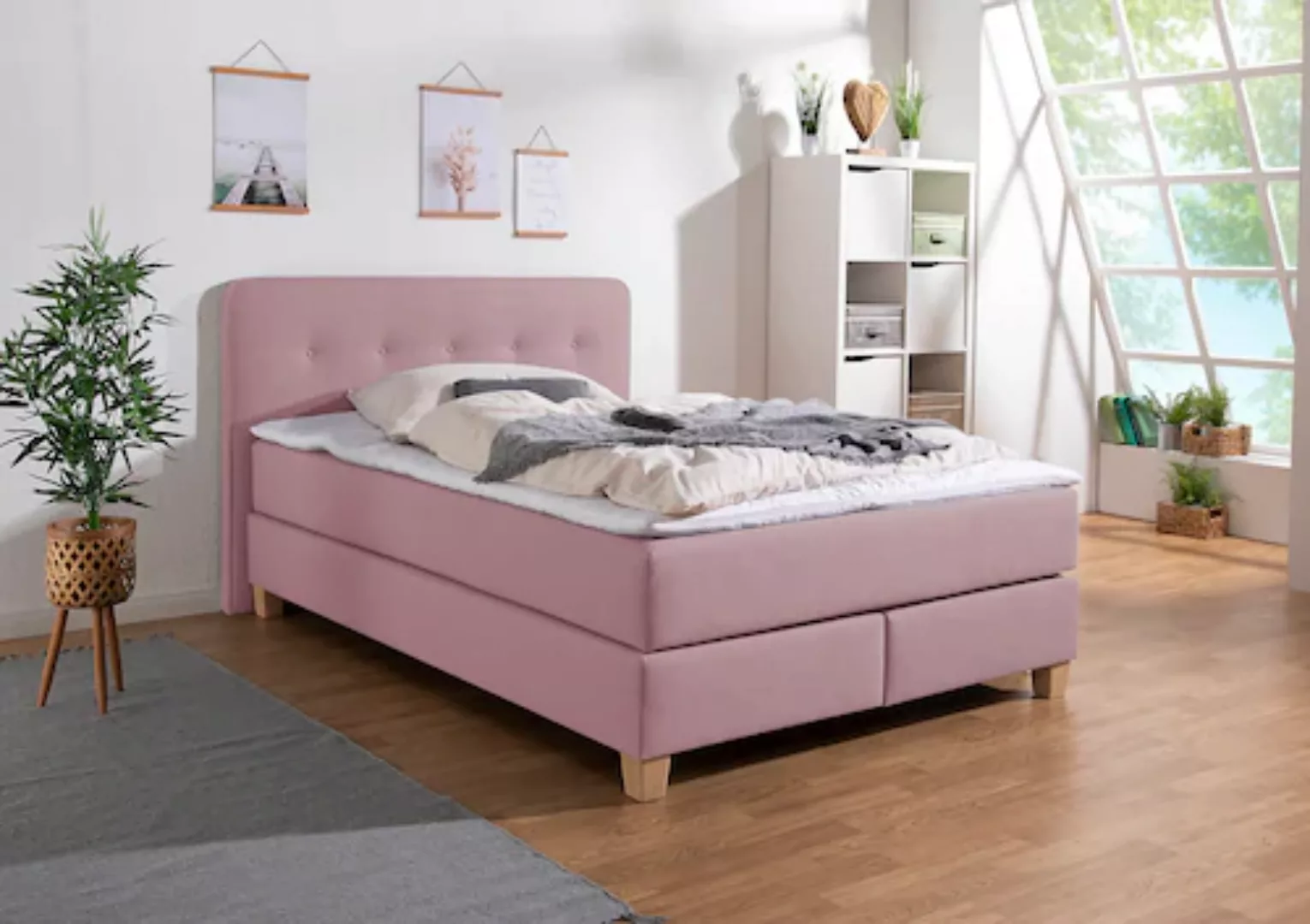 Home affaire Boxspringbett "Fargo", in Überlänge 220 cm, mit Topper, 3 Ausf günstig online kaufen