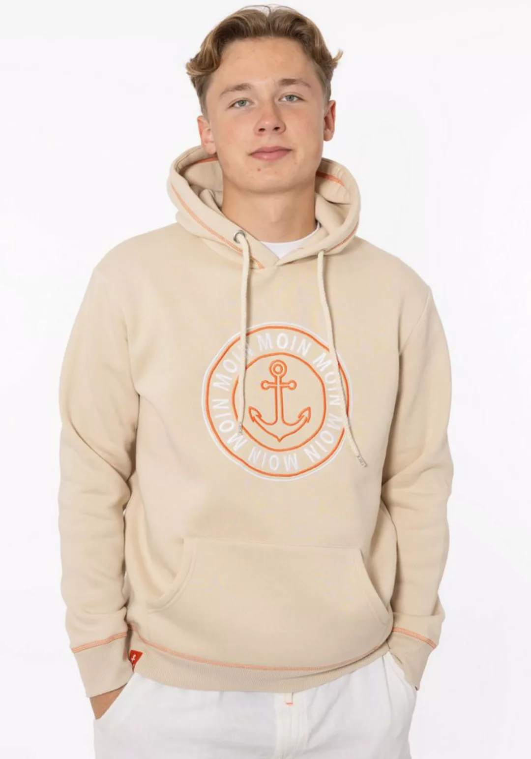 Zwillingsherz Hoodie "Anker & Moin" Herren mit neongelber Kontrastnaht günstig online kaufen