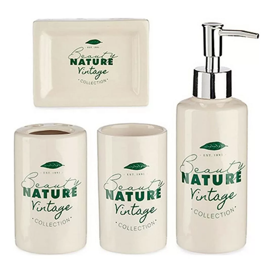 Badezimmer Set Nature Vintage Aus Keramik Metall Weiß (4 Pcs) günstig online kaufen