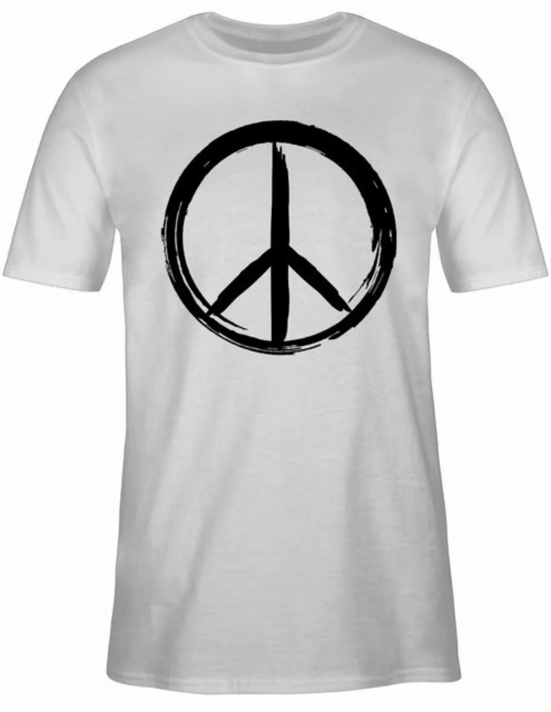 Shirtracer T-Shirt Peace Zeichen Pinsel Optik - schwarz Sprüche Statement günstig online kaufen