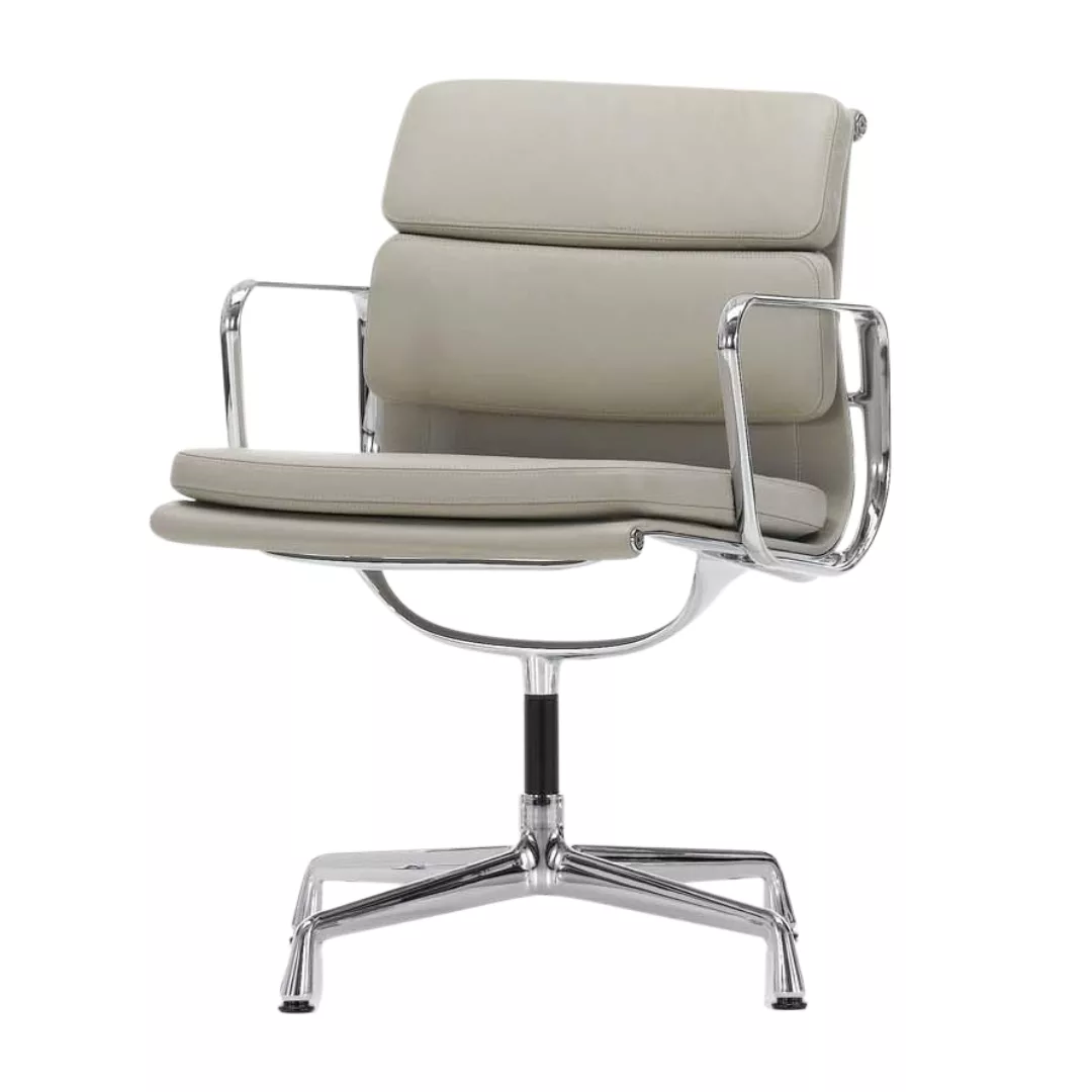 Vitra - EA 208 Soft Pad Eames Alu Chair Bürostuhl - Leder sandfarben/Gestel günstig online kaufen