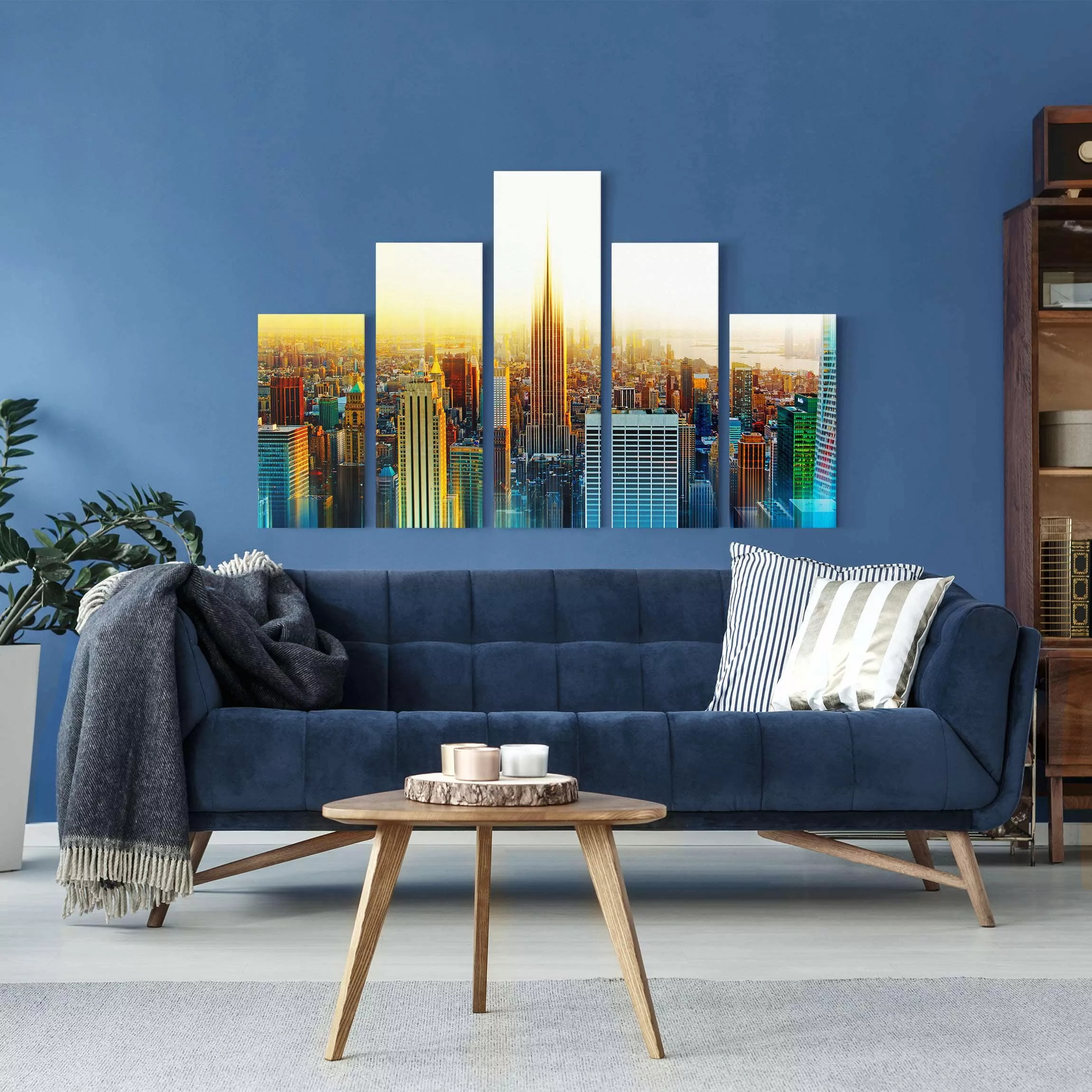 5-teiliges Leinwandbild - Querformat Manhattan Abstrakt günstig online kaufen