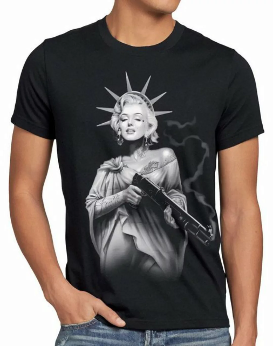 style3 T-Shirt Marilyn Monroe tattoo rock punk freiheitsstatue shotgun usa günstig online kaufen