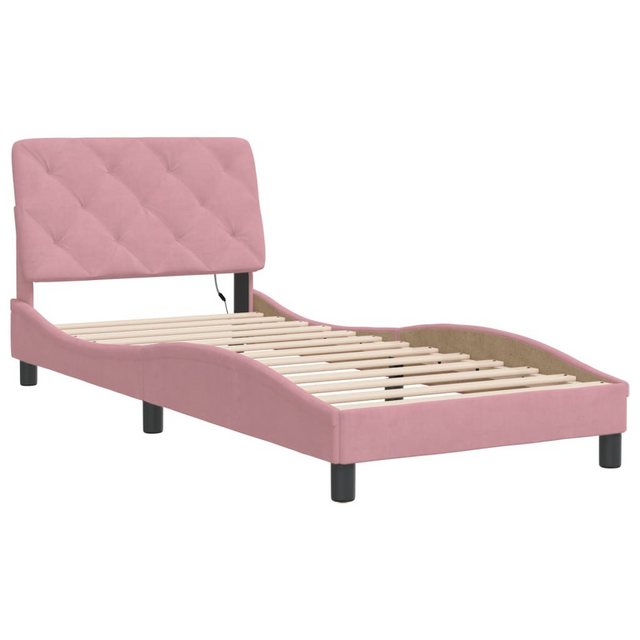 vidaXL Bett Bettgestell mit LED-Leuchten Rosa 90x200 cm Samt günstig online kaufen