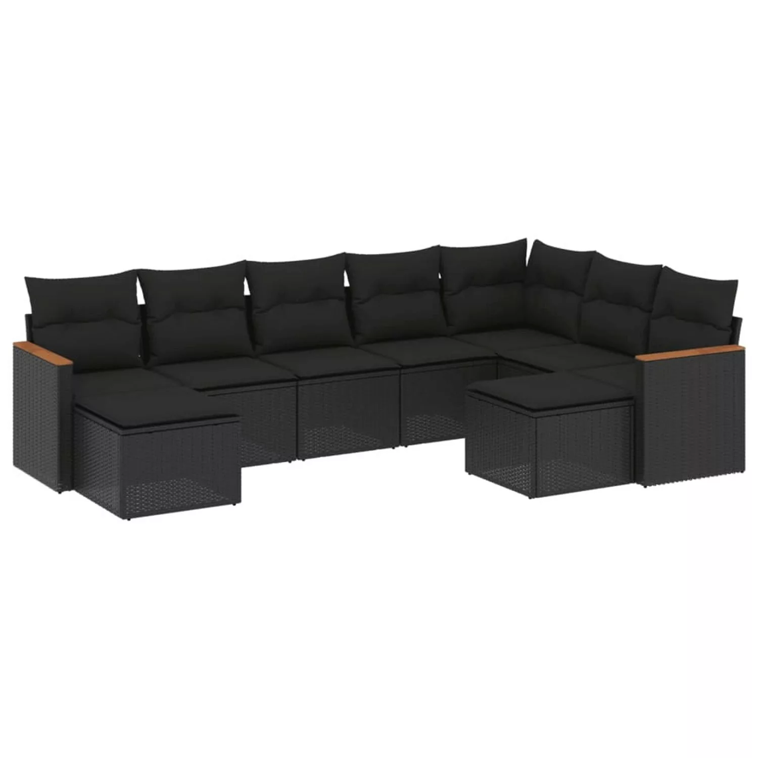 vidaXL 9-tlg Garten-Sofagarnitur mit Kissen Schwarz Poly Rattan Modell 127 günstig online kaufen