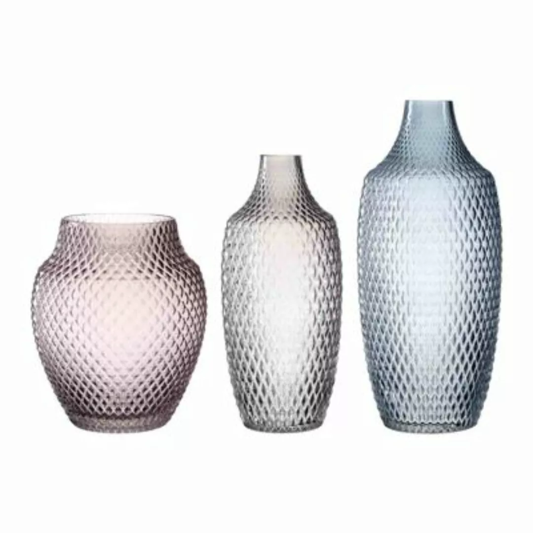 LEONARDO POESIA 3er Vasen Set  blau, grau, rosa Vasen bunt günstig online kaufen