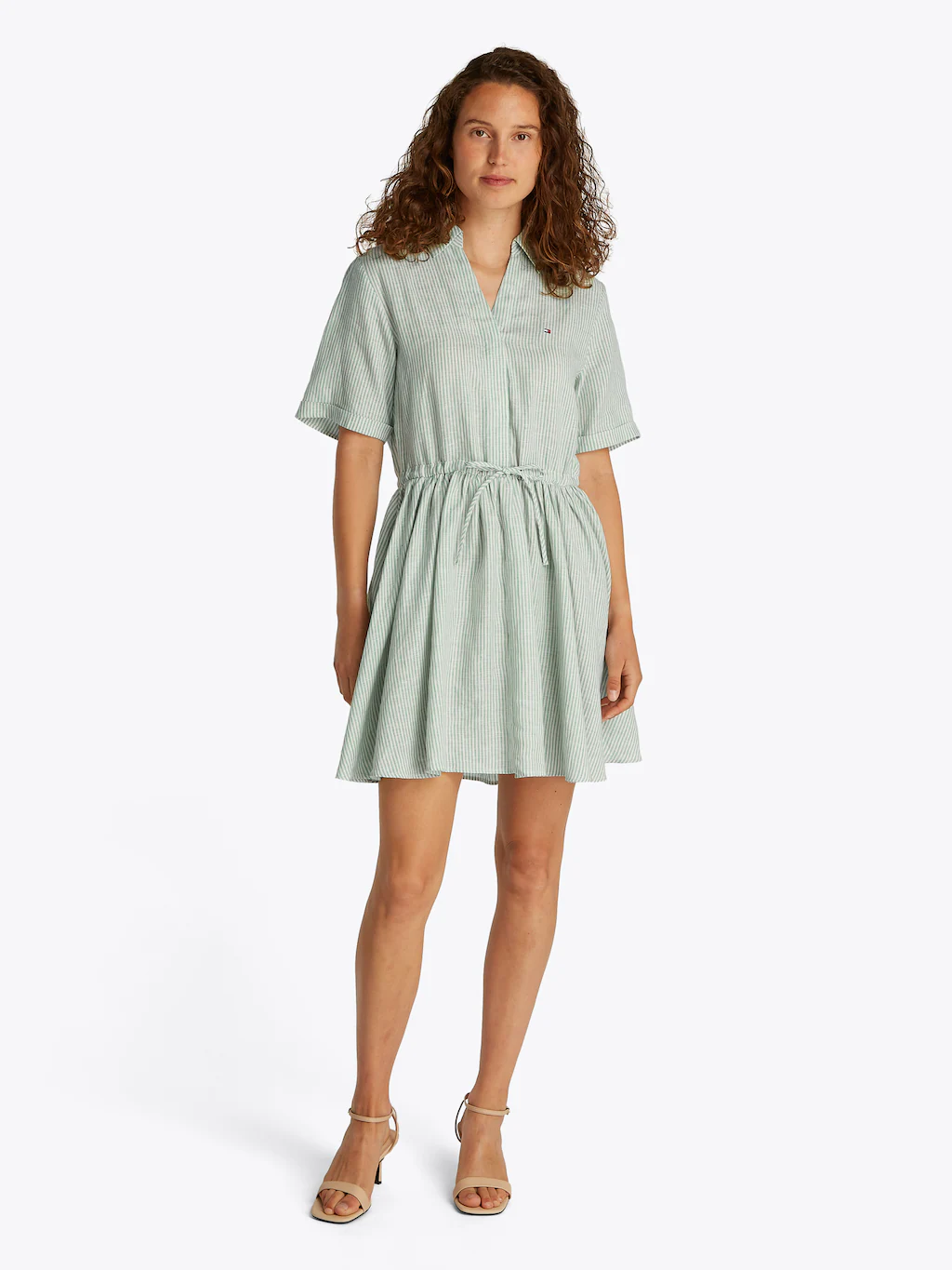 Tommy Hilfiger Hemdblusenkleid "ESS LINEN S/S SHORT DRESS", mit Tunnelzug i günstig online kaufen