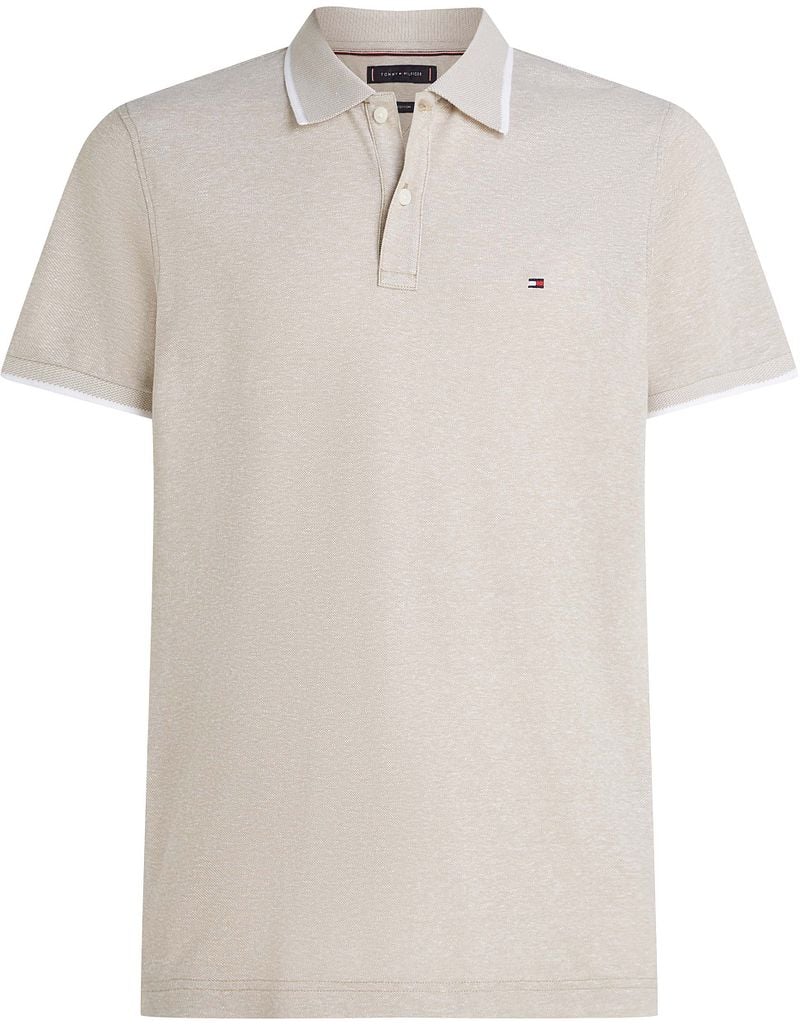 Tommy Hilfiger Linen Piqué Polo Shirt Beige - Größe M günstig online kaufen