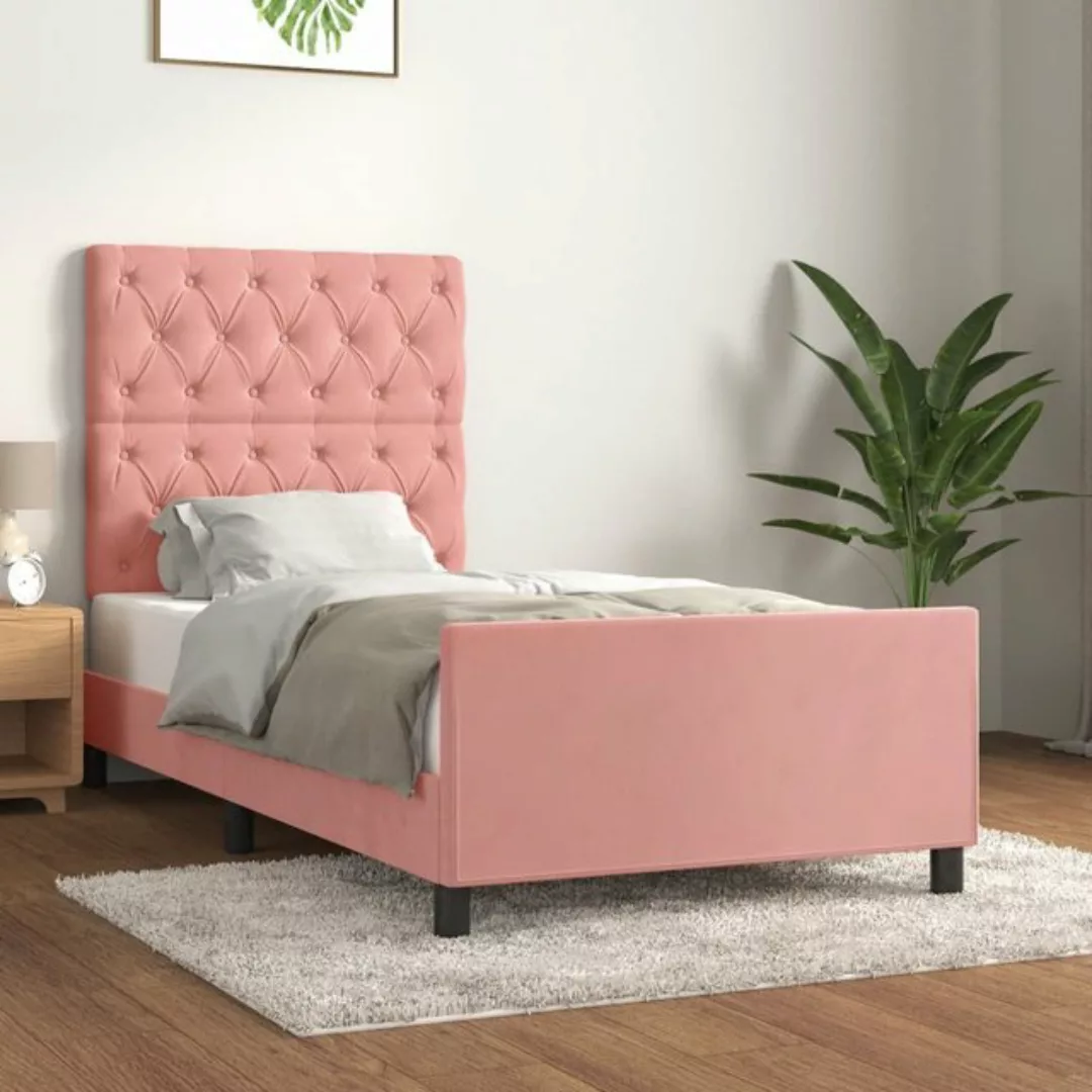 vidaXL Bett Bettgestell mit Kopfteil Rosa 80x200 cm Samt günstig online kaufen