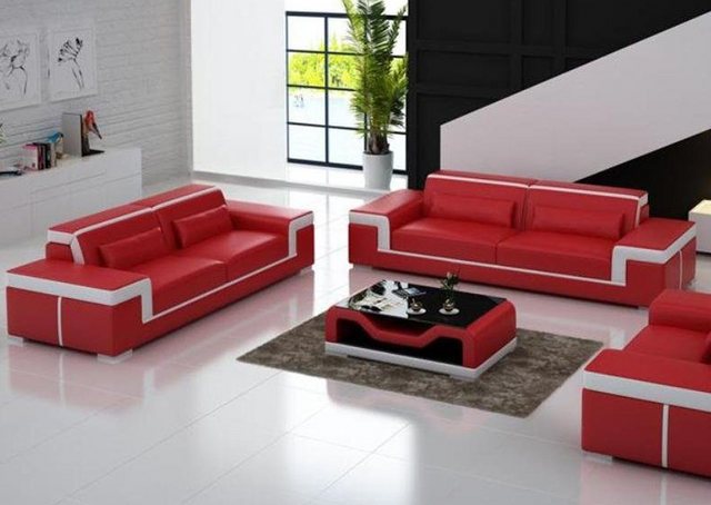 JVmoebel Sofa Sofagarnitur 3+3 Sitzer Leder Sofa Couch Polster Sofagarnitur günstig online kaufen