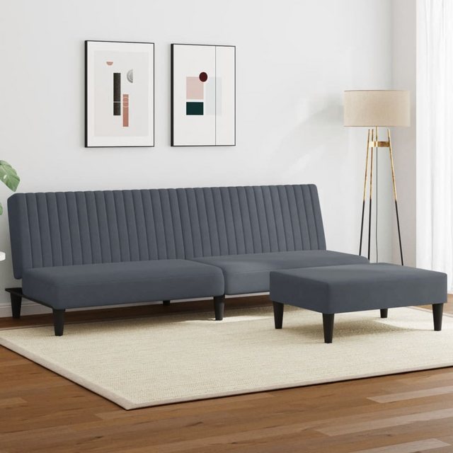 vidaXL Sofa 2-tlg. Sofagarnitur Dunkelgrau Samt günstig online kaufen