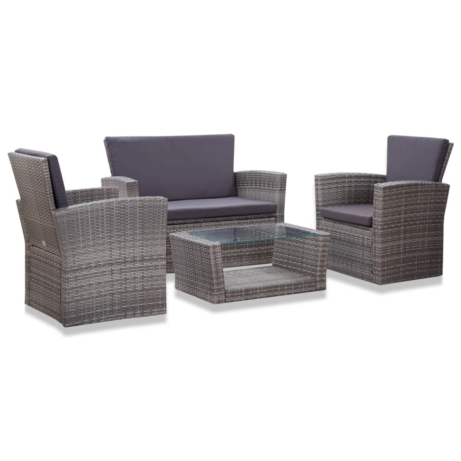 4-tlg. Garten-lounge-set Mit Auflagen Poly Rattan Grau günstig online kaufen