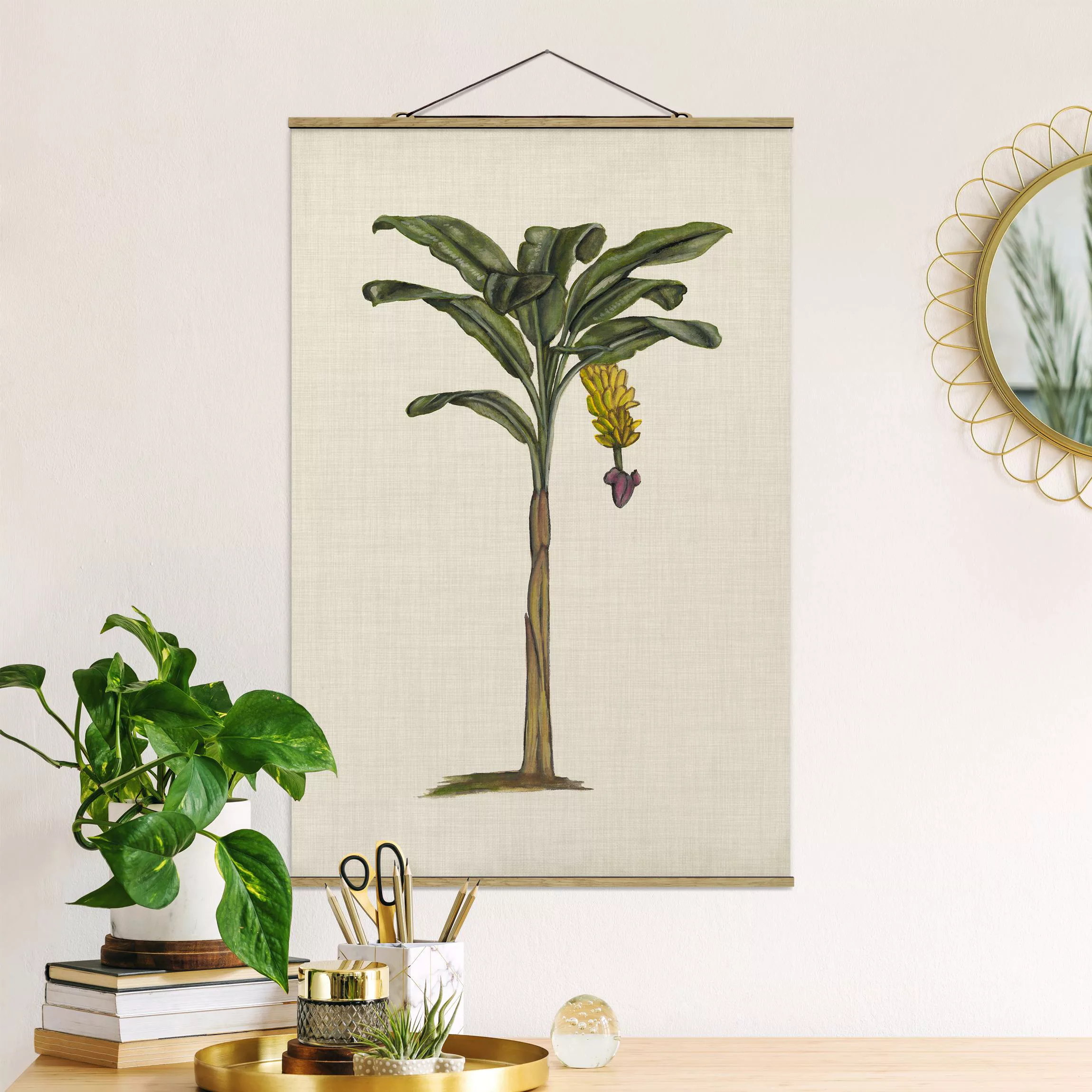 Stoffbild Blumen mit Posterleisten - Hochformat Britische Palmen III günstig online kaufen