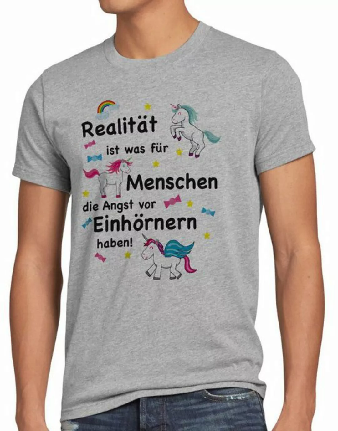 style3 Print-Shirt Herren T-Shirt Realität ist für Menschen Angst Einhörner günstig online kaufen