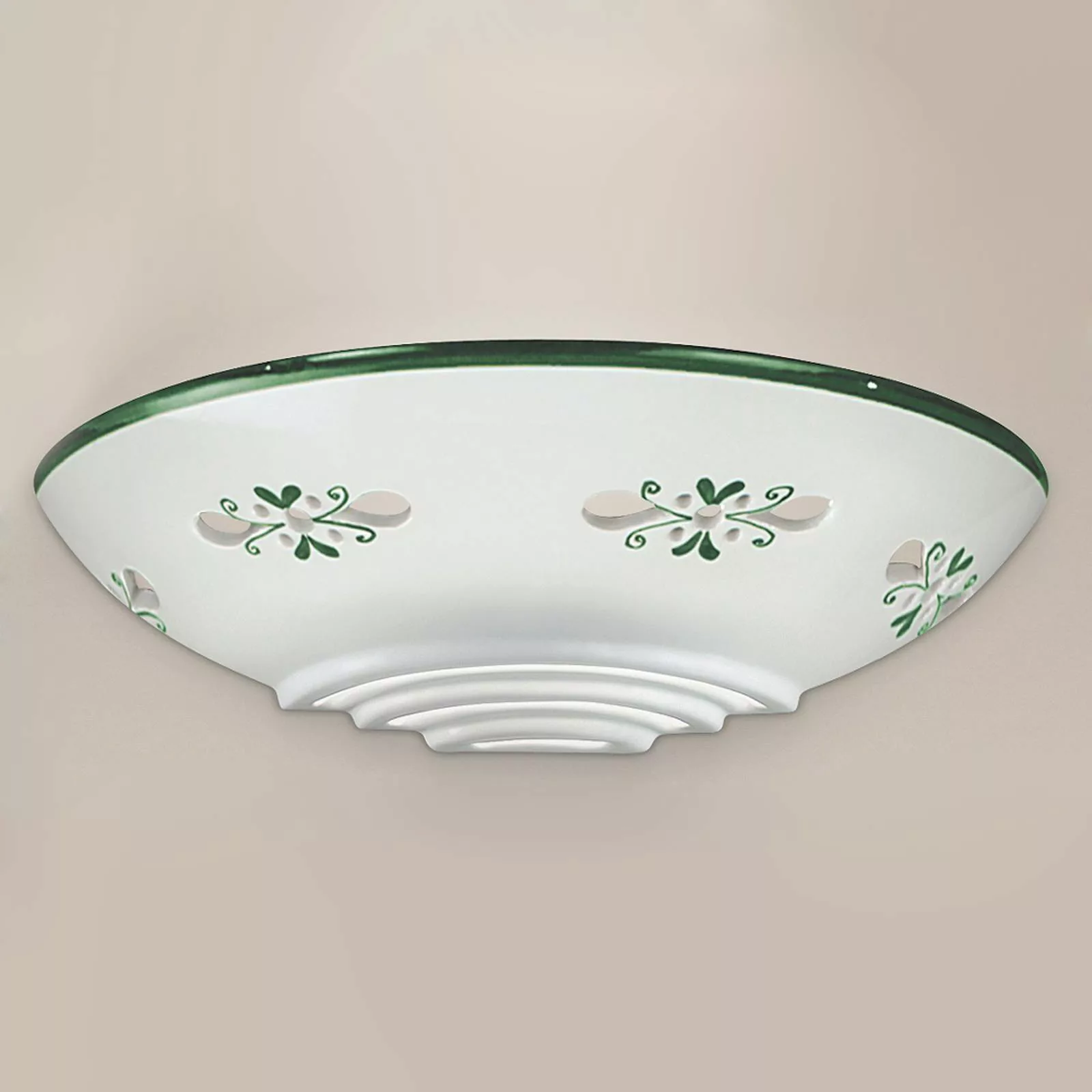Wandlampe Bassano aus Keramik, anliegend, grün günstig online kaufen