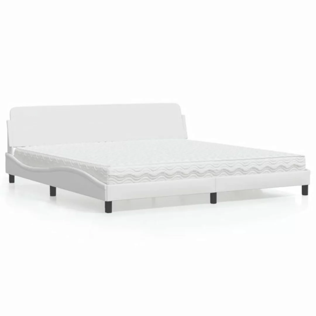 vidaXL Bett Bett mit Matratze Weiß 200x200 cm Kunstleder günstig online kaufen