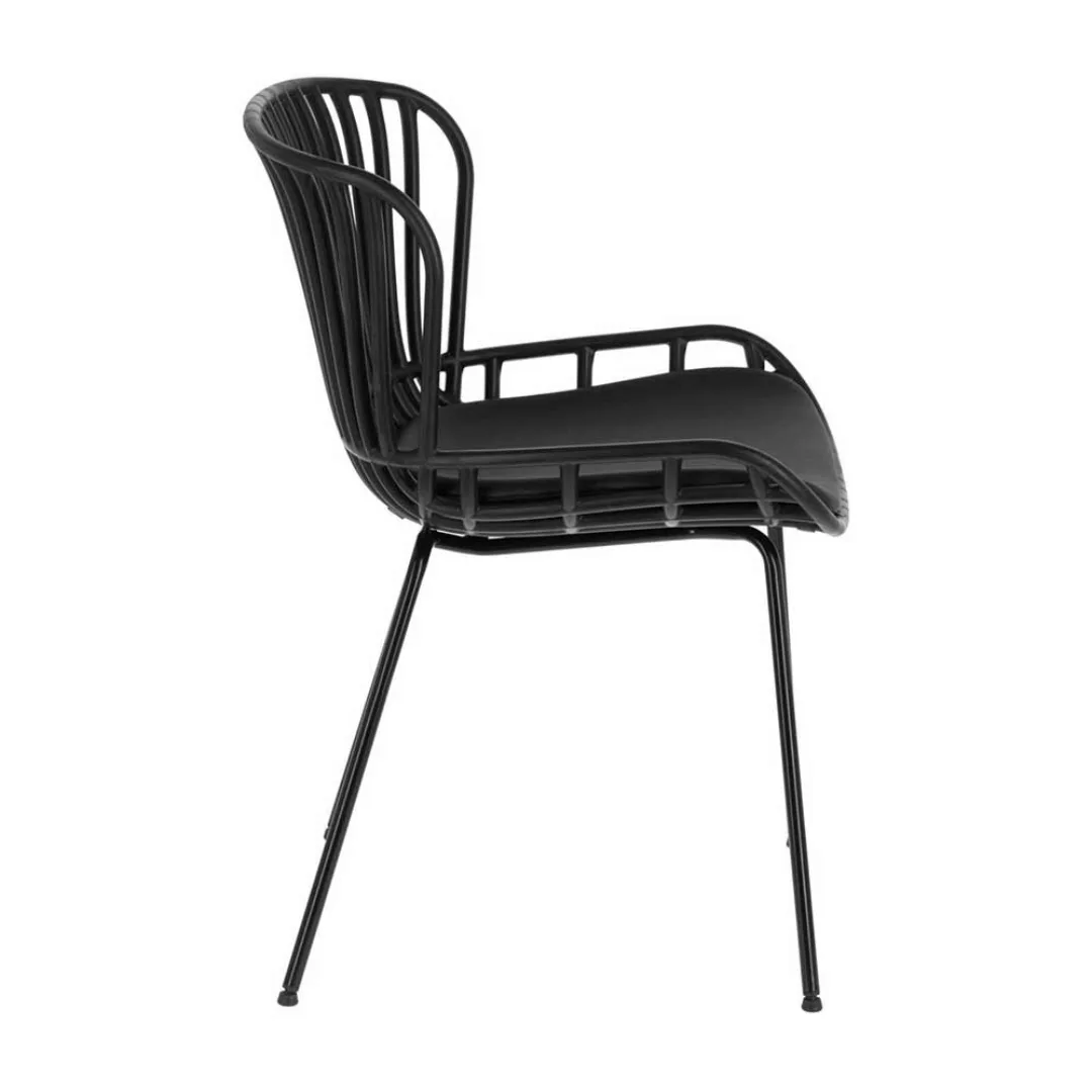 Stühle Esszimmer Design in Schwarz Kunstleder Sitz (4er Set) günstig online kaufen