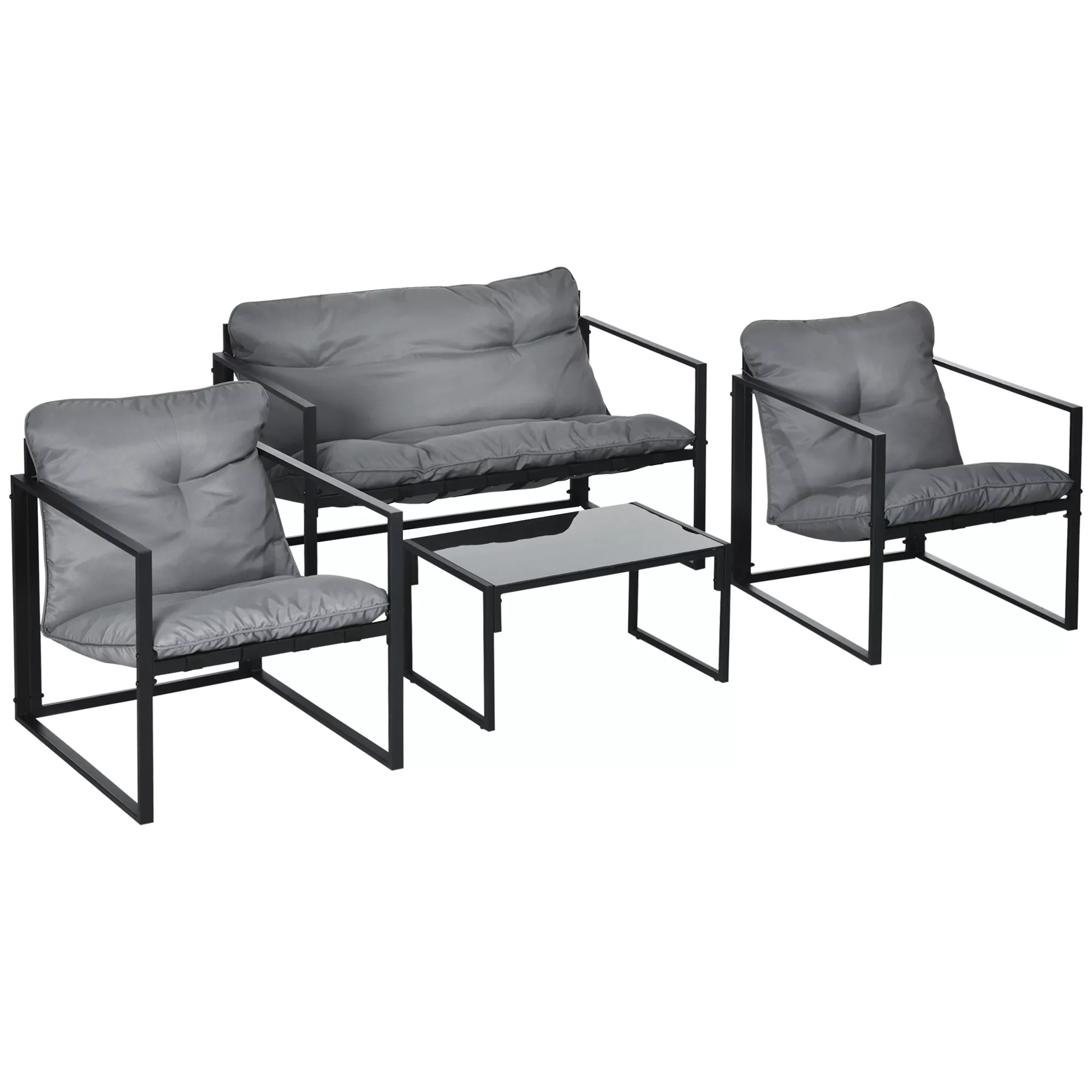 HOMCOM Balkonmöbel Gartenlounge-Set mit Sitzkissen, Doppelsofa, 2 Sessel & günstig online kaufen