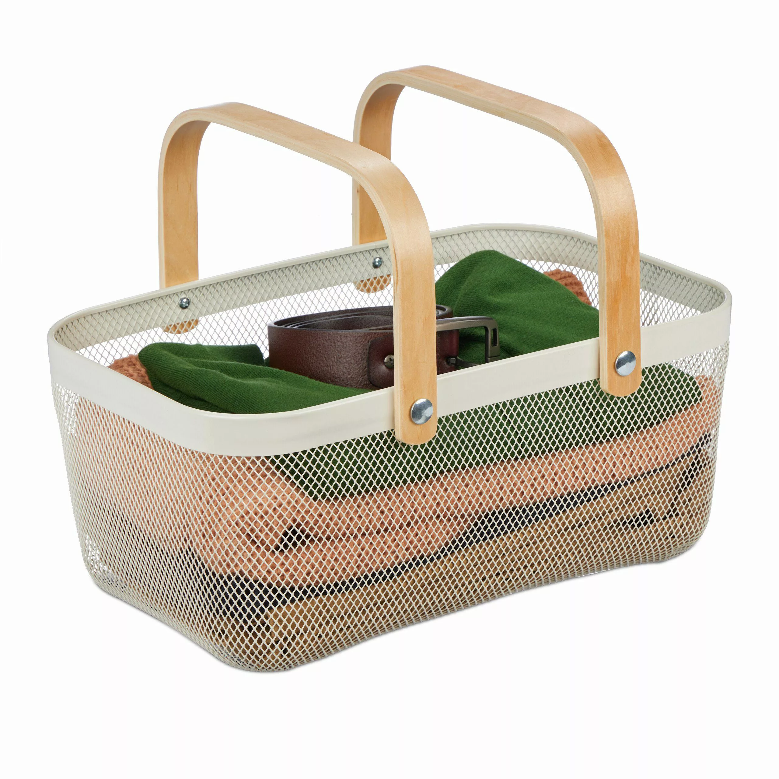 relaxdays Aufbewahrungskorb Eckiger Drahtkorb mit Henkeln, günstig online kaufen
