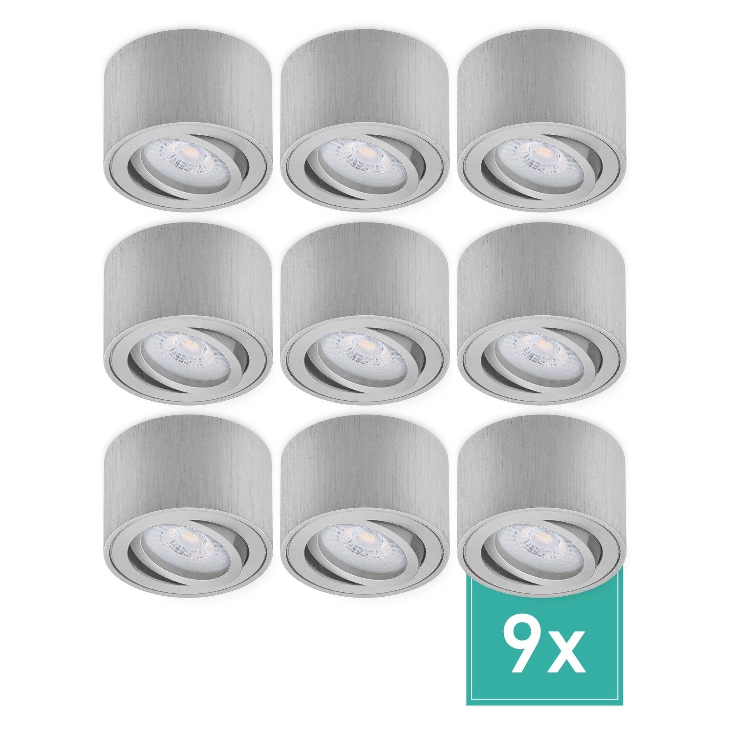 Oktaplex 9er Set Aufputz Strahler Lile S Schwenkbar inkl. LED-Module Warmwe günstig online kaufen
