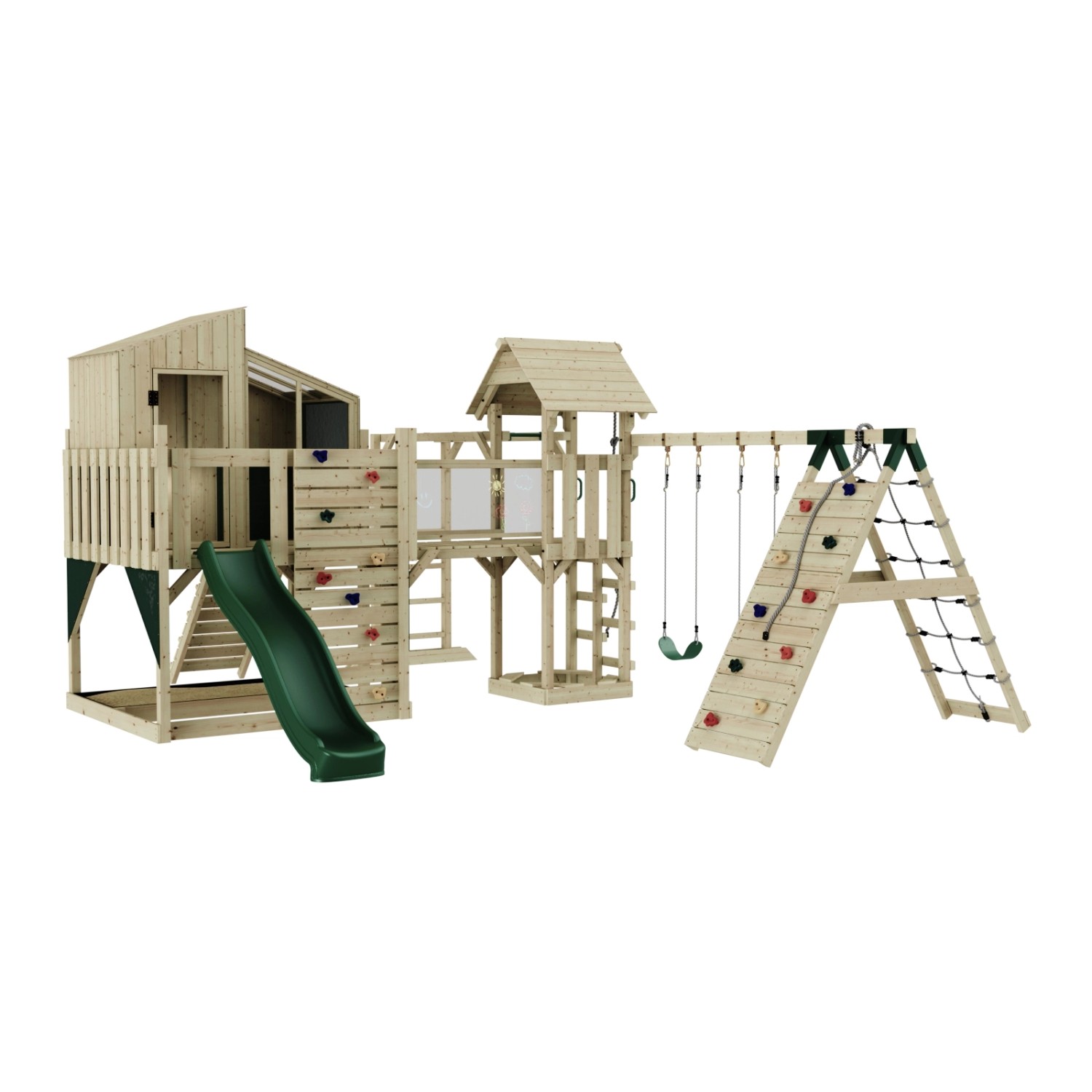 OutdoorToys Spielturm Gustav mit Kinderschaukel Dunkelgrün günstig online kaufen