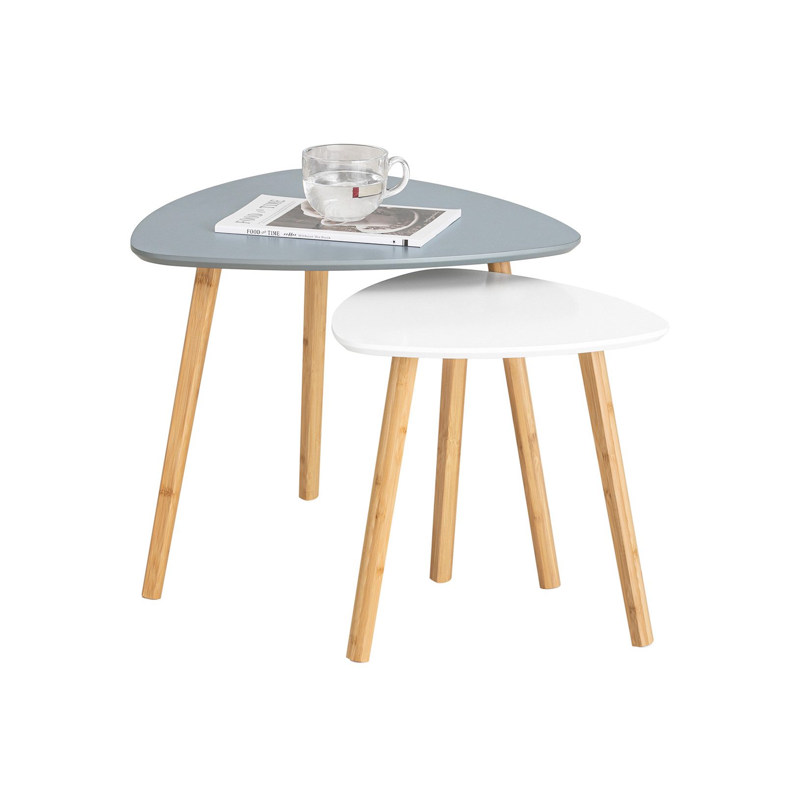 SoBuy Couchtisch 2er-Set Beistelltisch Satztisch fürs Wohnzimmer Grau FBT74 günstig online kaufen