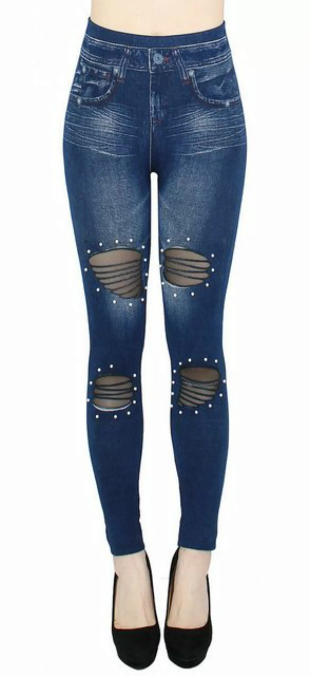 dy_mode Jeggings Damen Jeggings High Waist Leggings in Jeans Optik Bequem J günstig online kaufen