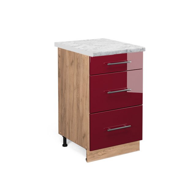 Vicco Unterschrank Fame-Line, Bordeaux Hochglanz/Goldkraft Eiche, 50 cm, AP günstig online kaufen