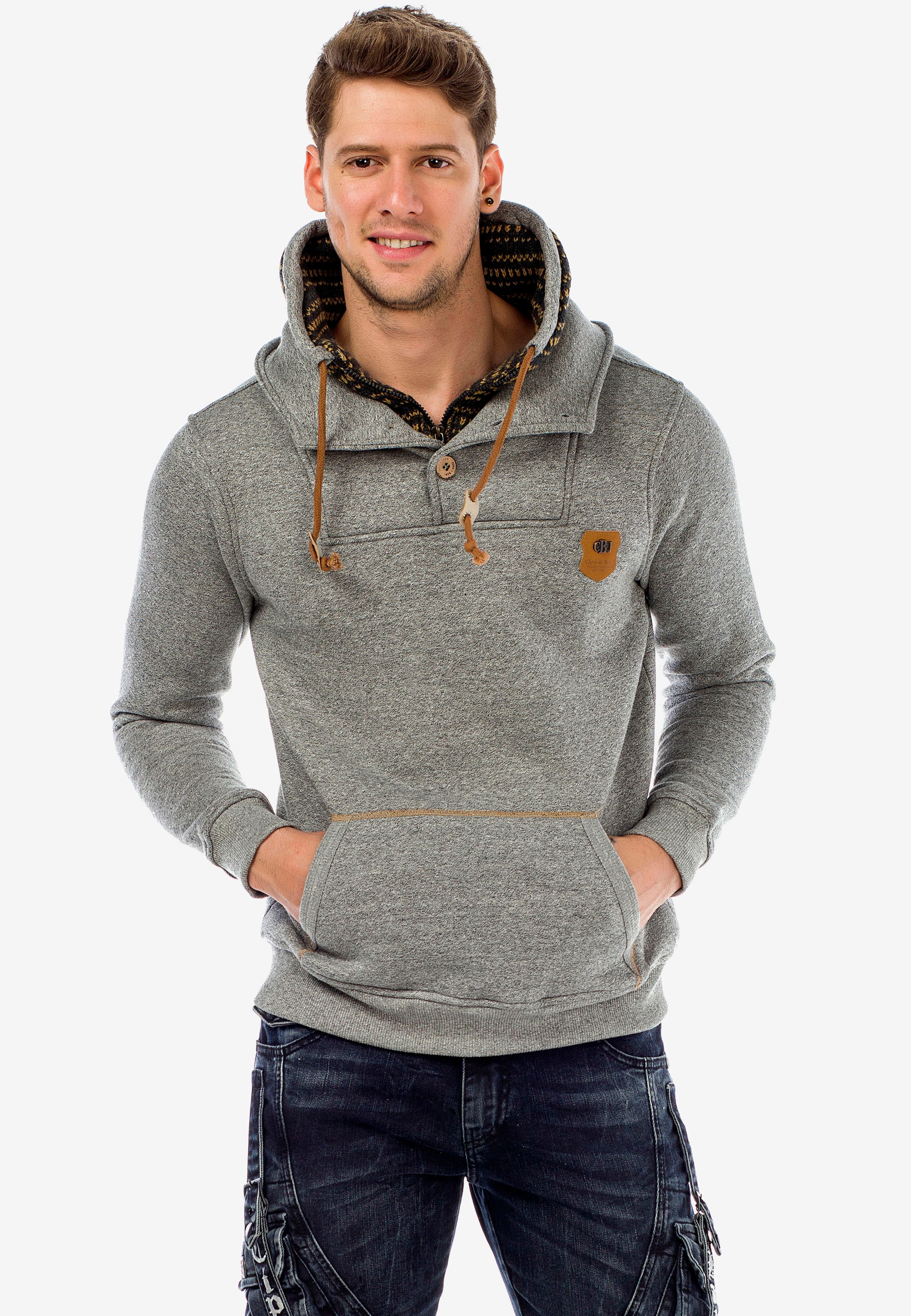 Cipo & Baxx Sweatshirt, mit Doppelte Kragen günstig online kaufen
