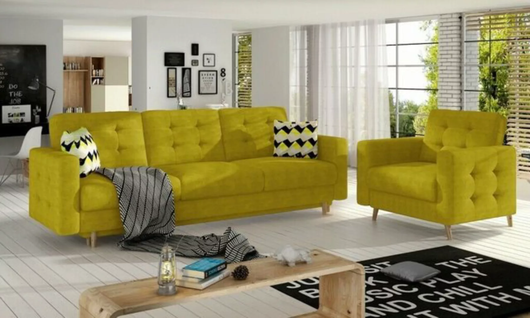 JVmoebel Sofa Braune Chesterfield Couch Polster 3+1 Sitzer Polstermöbel Sof günstig online kaufen