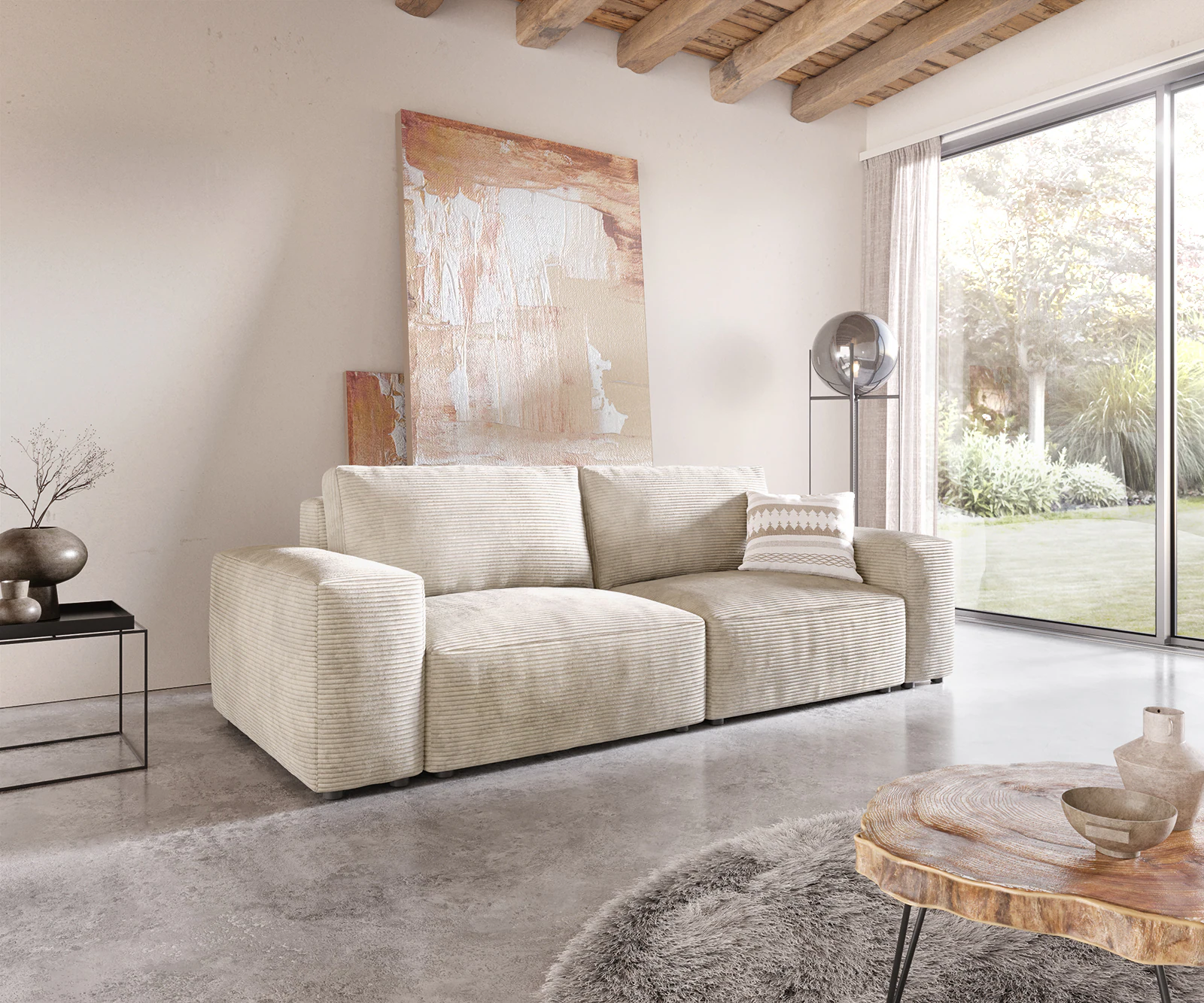 DELIFE Big-Sofa Lanzo, L Lederimitat Vintage Anthrazit 260x110 cm günstig online kaufen