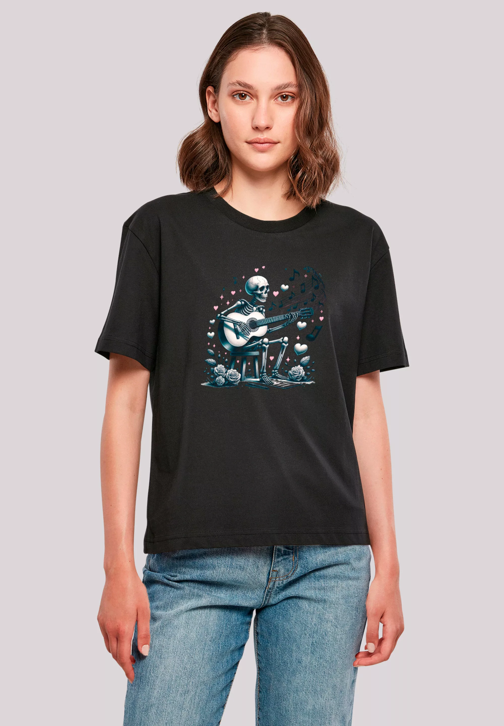 F4NT4STIC T-Shirt "Skelett spielt Gitarre, Musik, Liebe", Premium Qualität günstig online kaufen