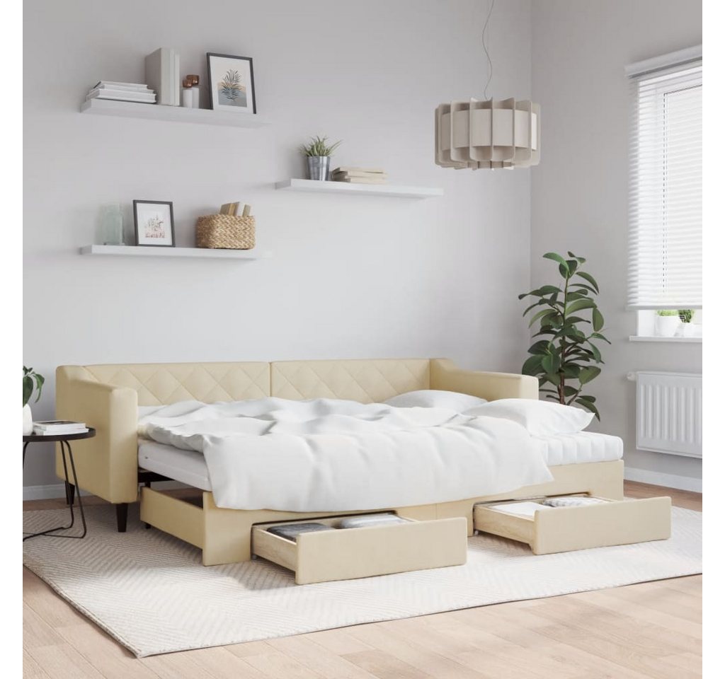 vidaXL Gästebett Gästebett Tagesbett Ausziehbar mit Schubladen Creme 80x200 günstig online kaufen