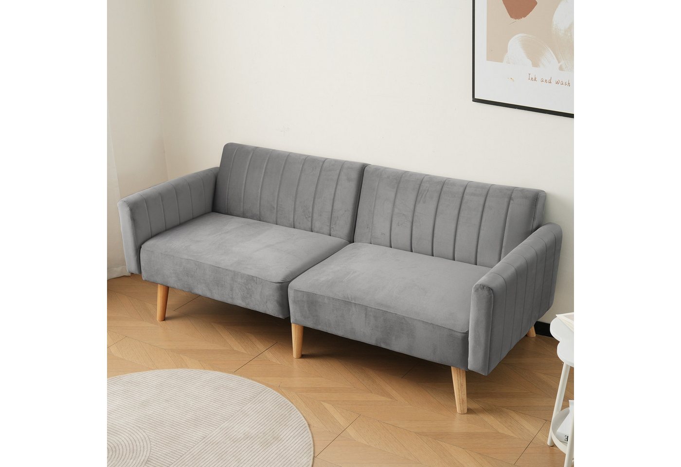 Merax Schlafsofa, Funktionsbett mit verstellbarer Rückenlehne und Holzbeine günstig online kaufen