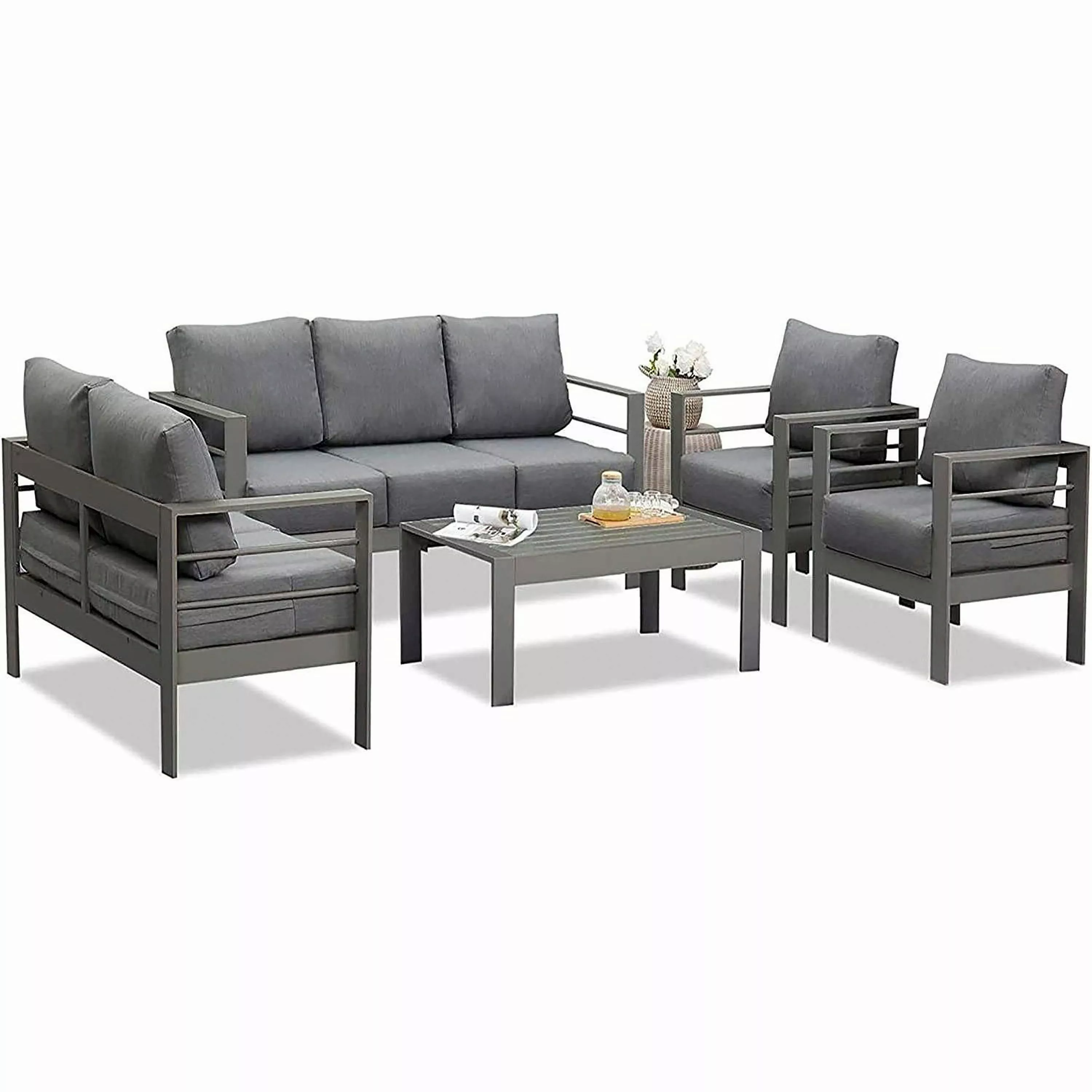 MeXo Gartenlounge-Set Gartenmöbel Set Aluminium Loungeset günstig online kaufen
