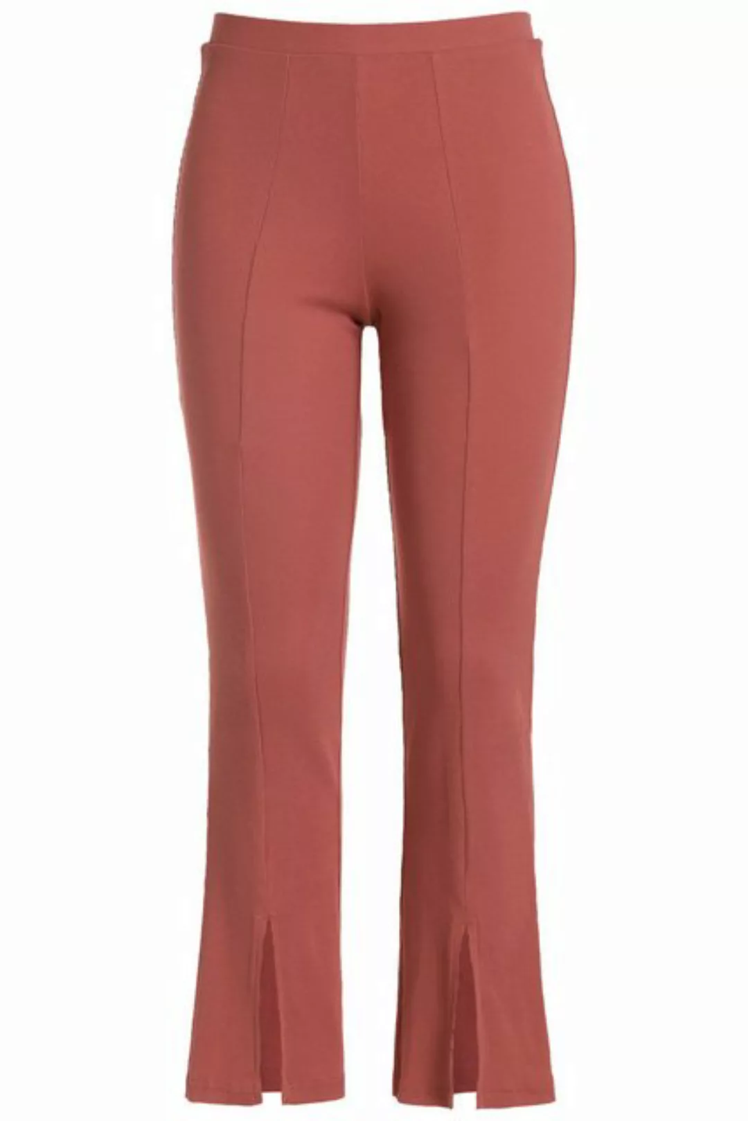 Ulla Popken Lederimitathose Leggings ausgestelltes Bein Rippjersey günstig online kaufen