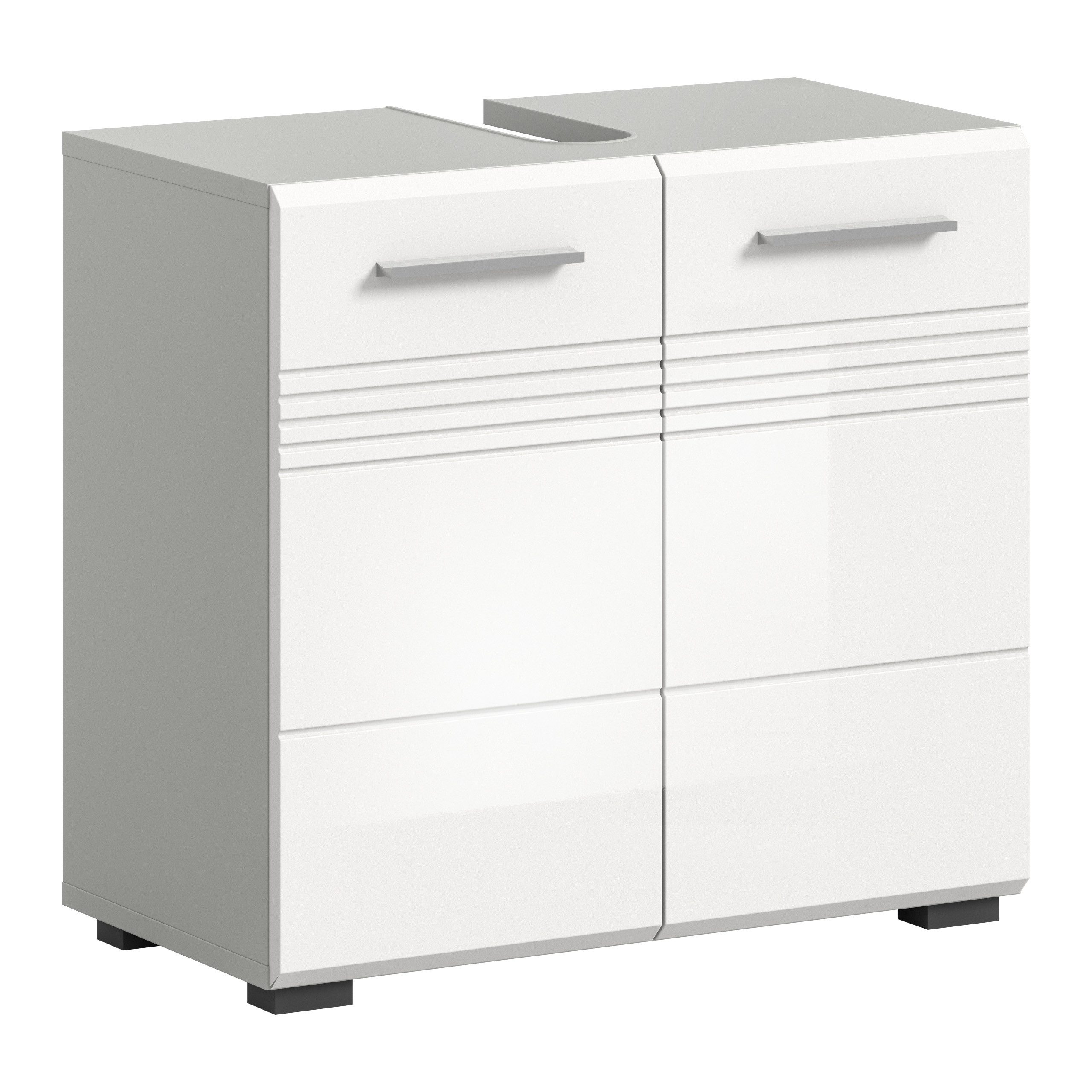 xonox.home Waschbeckenunterschrank Weiß Hochglanz Hellgrau Softclose günstig online kaufen