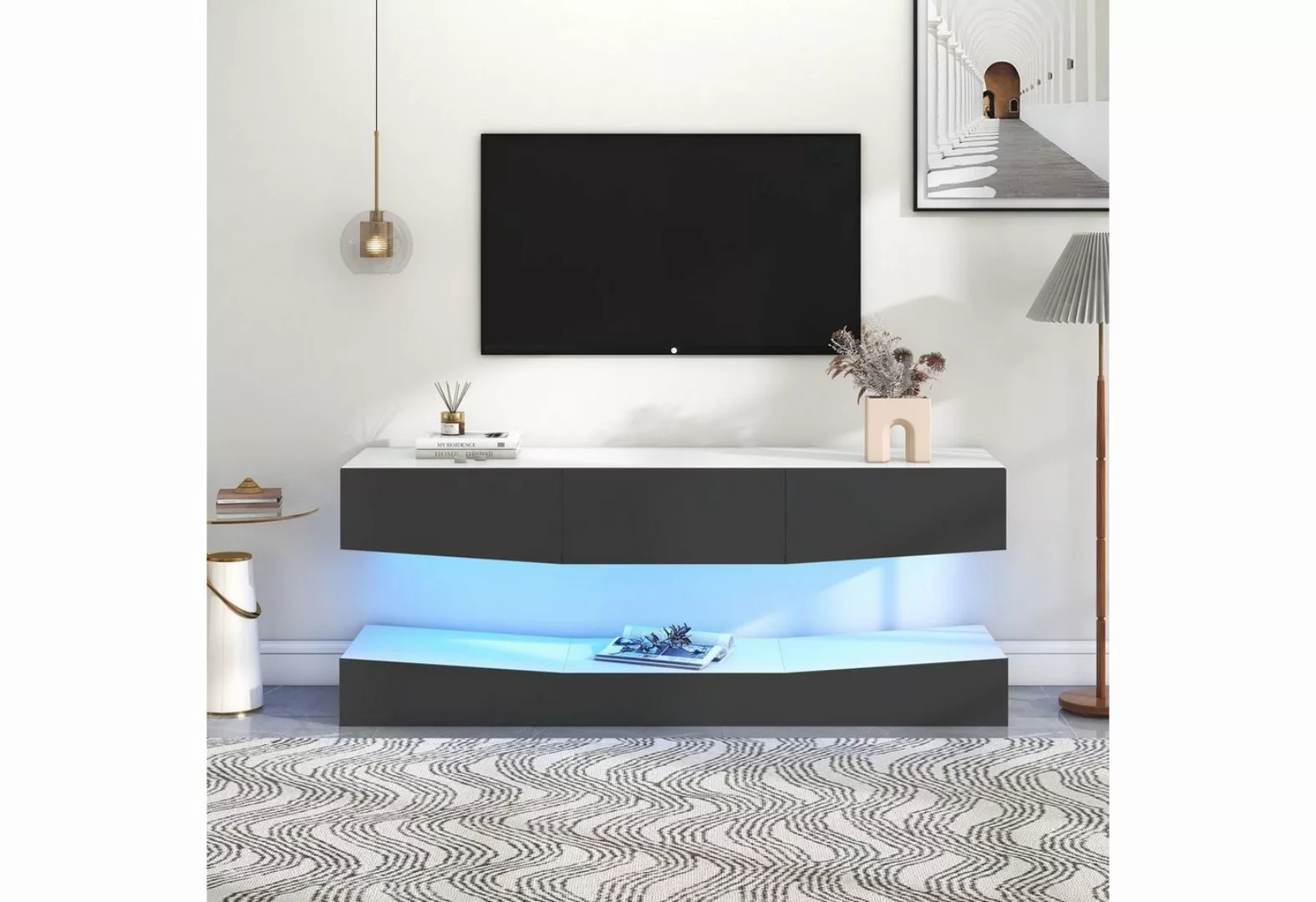 Odikalo TV-Schrank TV-Ständer 16-LED TV Board Hängend befestigt schwimmend günstig online kaufen