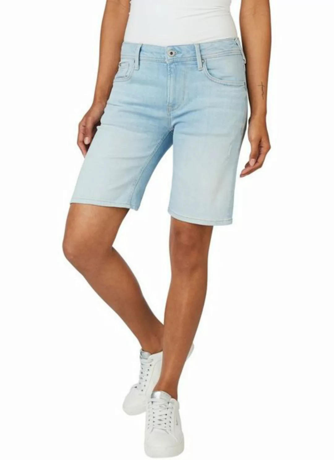 Pepe Jeans Damen Jeans Short POPPY - Regular Fit Blau - Light Blue Denim günstig online kaufen