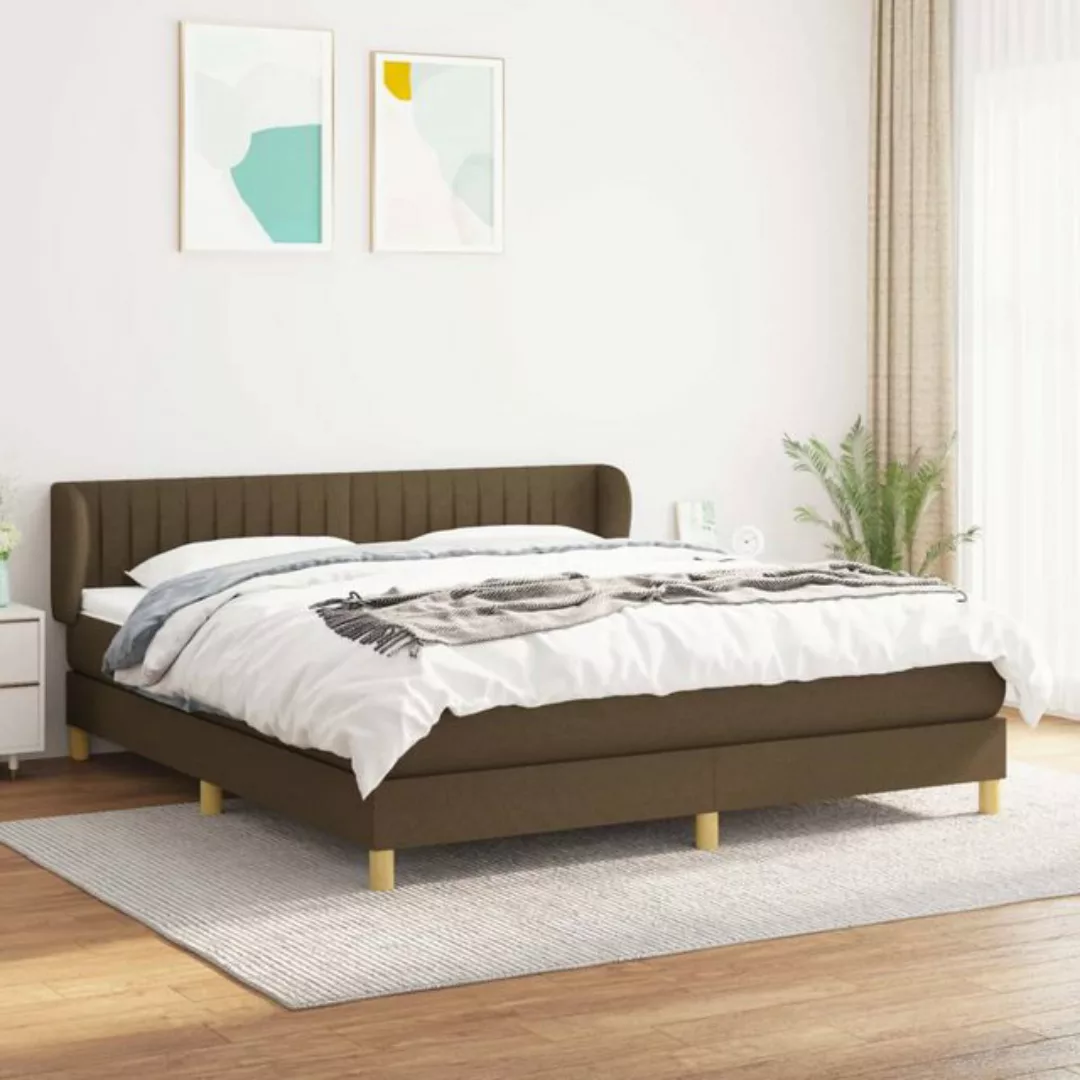 vidaXL Boxspringbett Boxspringbett mit Matratze Dunkelbraun 180x200 cm Stof günstig online kaufen