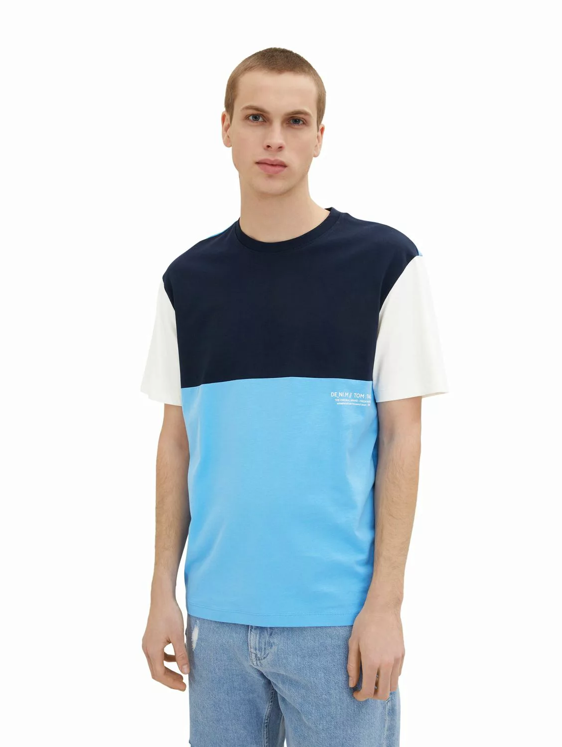 Tom Tailor Denim Herren T-Shirt COLORBLOCK - Relaxed Fit günstig online kaufen