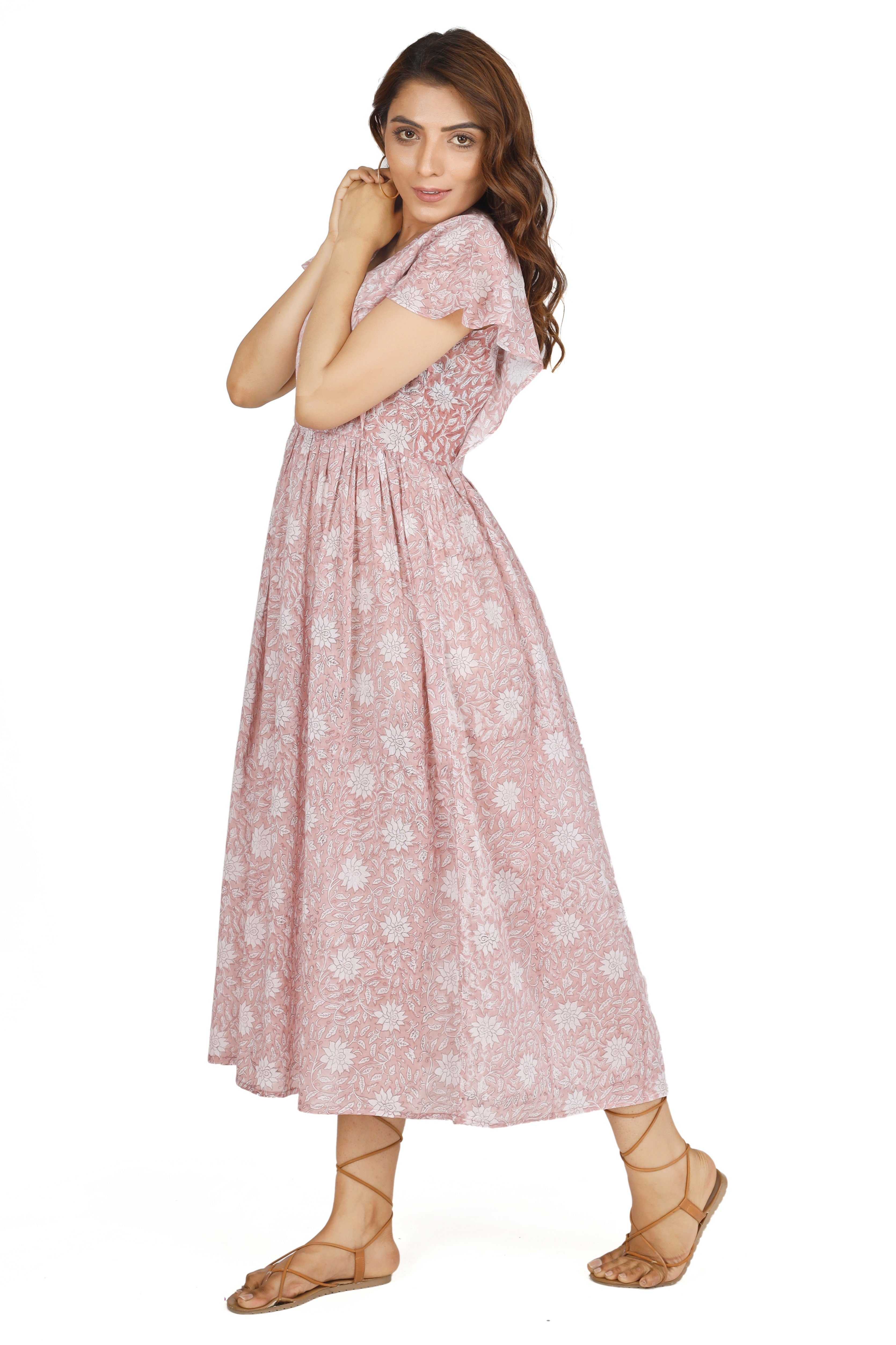 Guru-Shop Midikleid Luftiges Boho Sommerkleid, handbedrucktes.. günstig online kaufen
