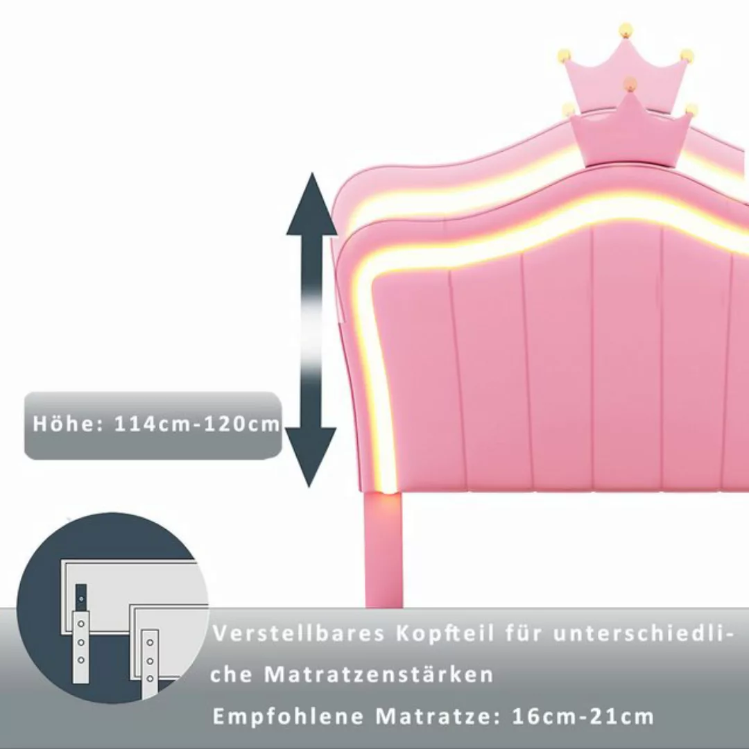 KoDise Polsterbett Hydraulisches Bett mit Kronendesign, LED-Beleuchtung, Ku günstig online kaufen