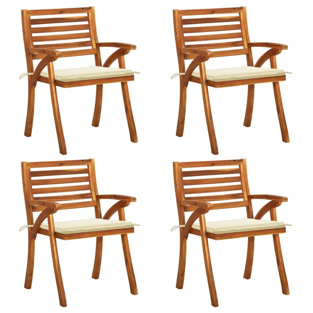 Gartenstühle Mit Kissen 4 Stk. Massivholz Akazie günstig online kaufen