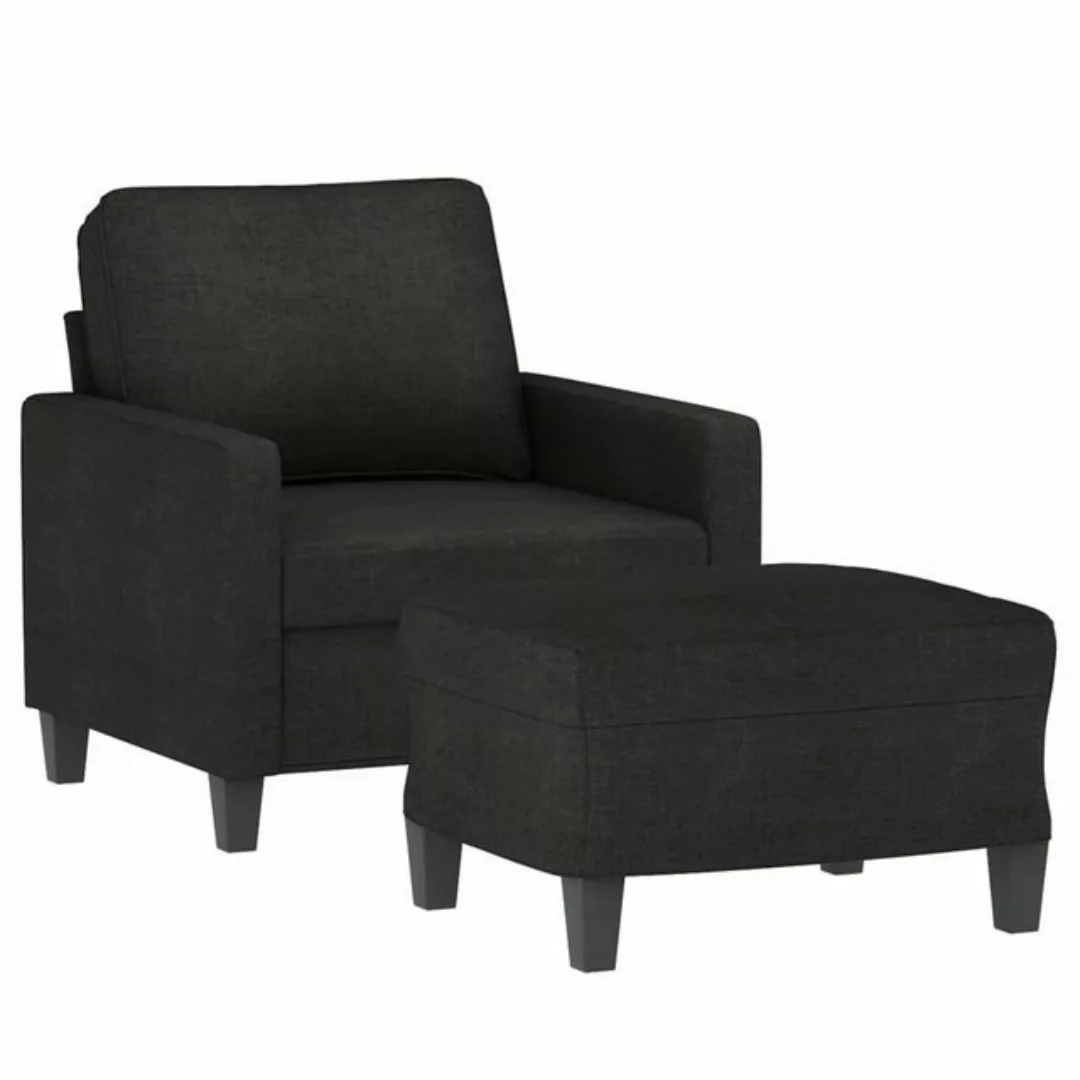 vidaXL Sofa Sessel mit Hocker Schwarz 60 cm Stoff günstig online kaufen