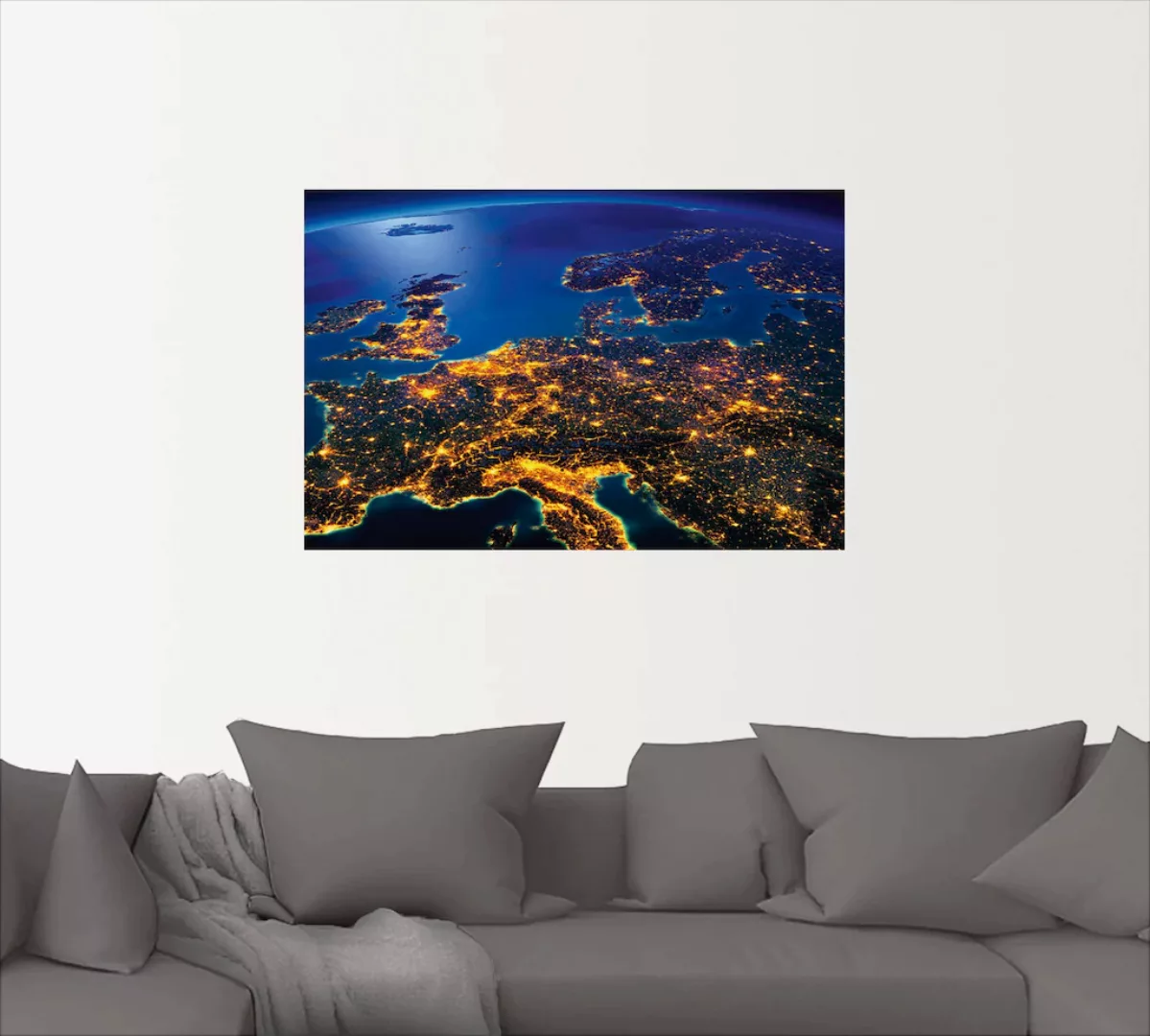 Artland Wandbild "Zentral Europa vom Weltraum", Weltall & Kosmos, (1 St.), günstig online kaufen