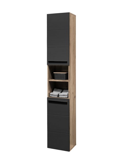 Hochschrank Vista Oak Eiche Viking Nachbildung schwarz matt B/H/T: ca. 34x1 günstig online kaufen