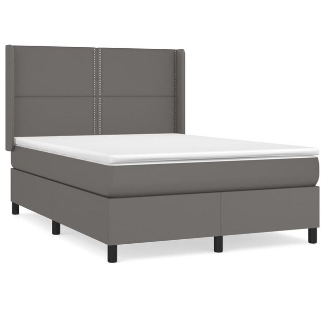 vidaXL Boxspringbett mit Matratze Grau 140x190 cm Kunstleder1466270 günstig online kaufen