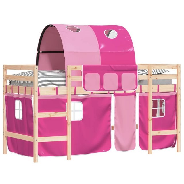 vidaXL Kinderbett Kinderhochbett mit Tunnel Rosa 90x200 cm Massivholz Kiefe günstig online kaufen